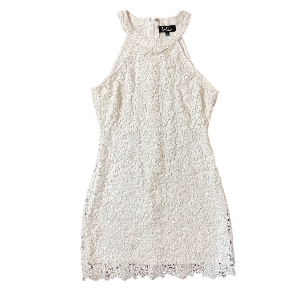 Lulu’s Love Poem Ivory Lace Mini Dress sz M